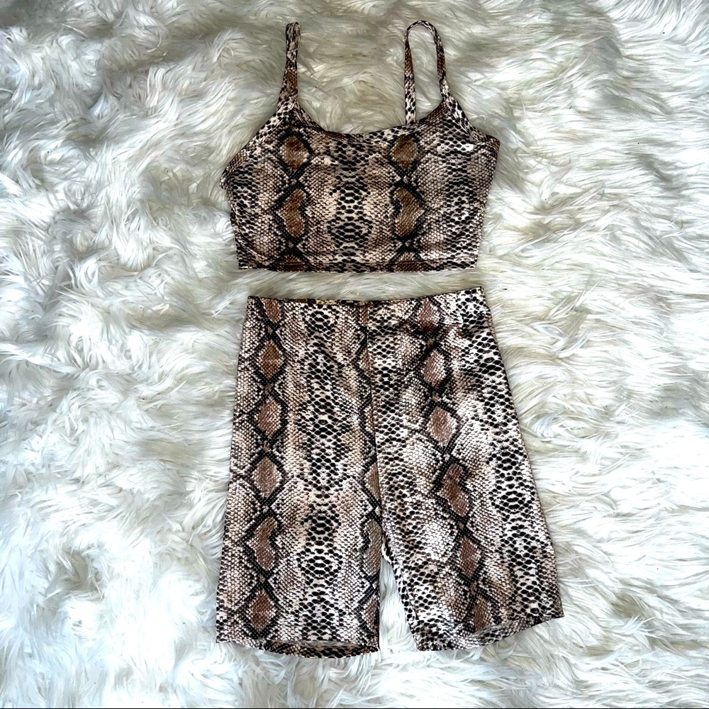 SHEIN two piece biker shirts set snakeskin size S